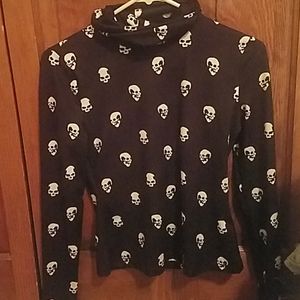 Skull turtleneck long sleeve shirt goth